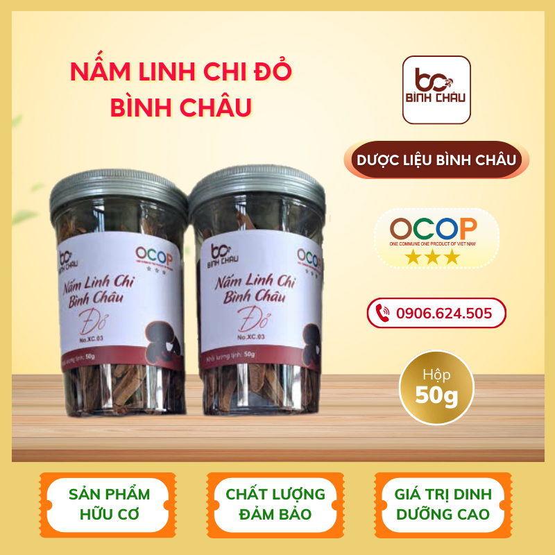 Nấm Linh Chi Đỏ Bình Châu - Hộp 50gr